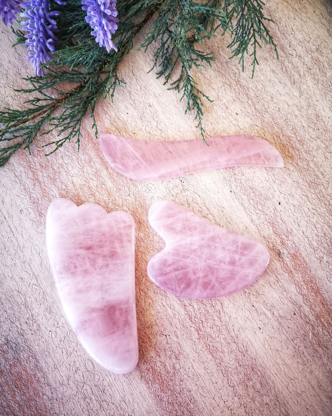 Komplet 3 gua sha plošcic roževec
